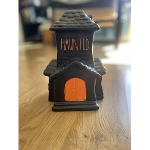 Rae Dunn Collection - 9" HAUNTED House Ceramic Statue Figurine Black - Halloween